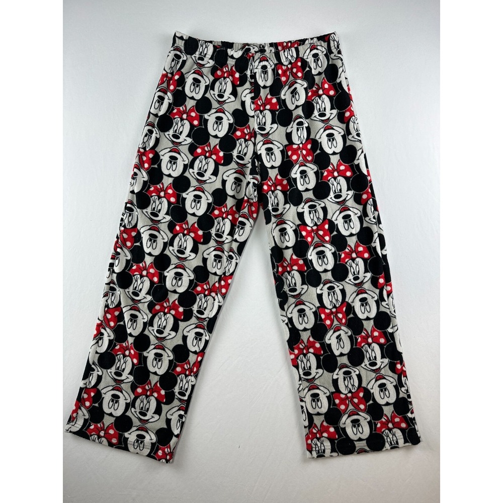 Disney Minnie Mouse Pajama Pants Medium Gray‎ Fleece Loungewear Sleepwear Cozy